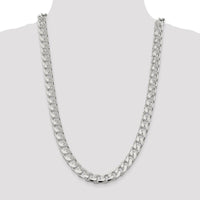 Sterling Silver 26" 11mm Domed Curb Chain with Diamond-Cut Texture and Lobster Clasp by Lumare Gioia