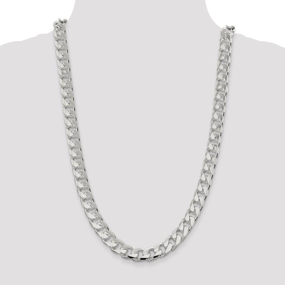 Sterling Silver 26" 11mm Domed Curb Chain with Diamond-Cut Texture and Lobster Clasp by Lumare Gioia