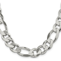 Sterling Silver 26" 13.5mm Polished Figaro Chain Necklace by Lumare Gioia