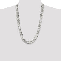 Sterling Silver 26" 13.5mm Polished Figaro Chain Necklace by Lumare Gioia