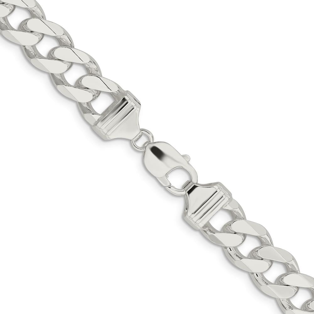 Sterling Silver 26" 13mm Polished Curb Chain with Lobster Clasp - Anti-Tarnish Finish by Lumare Gioia