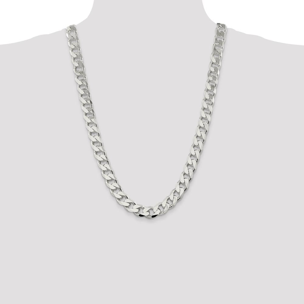 Sterling Silver 26" 13mm Polished Curb Chain with Lobster Clasp - Anti-Tarnish Finish by Lumare Gioia