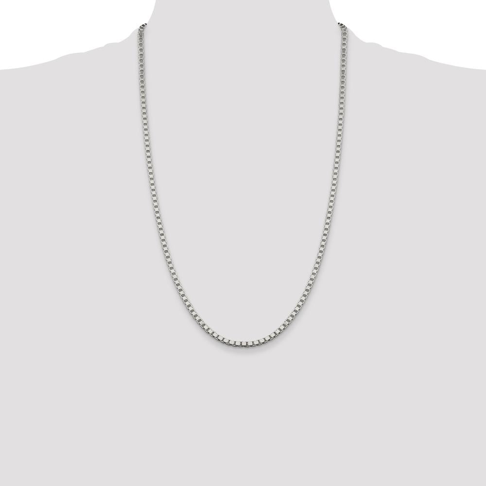 Sterling Silver 26" 3.25mm Box Chain with Polished Finish and Anti-Tarnish Coating by Lumare Gioia