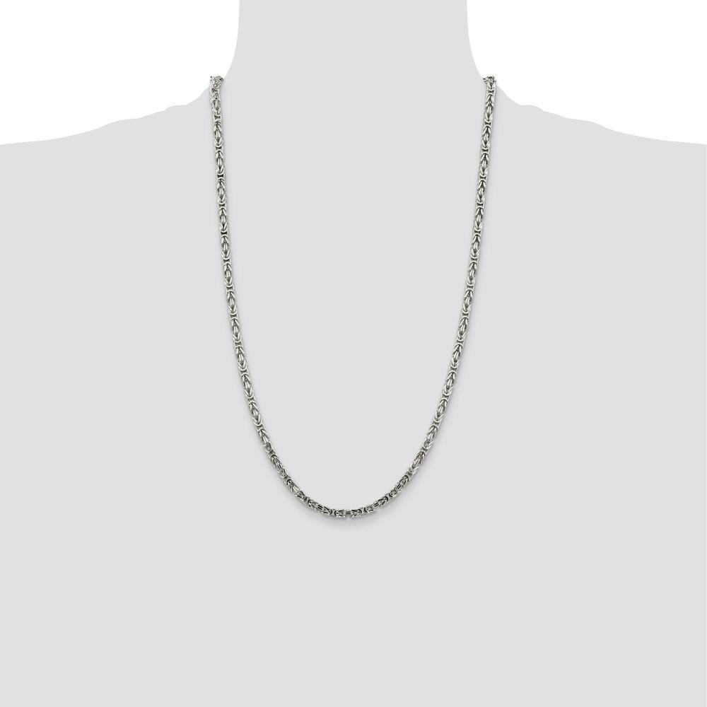 Sterling Silver 26" 3.25mm Byzantine Chain with Polished Finish by Lumare Gioia