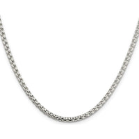 Sterling Silver 26" 3.6mm Polished Box Chain Necklace with Anti-Tarnish Coating by Lumare Gioia