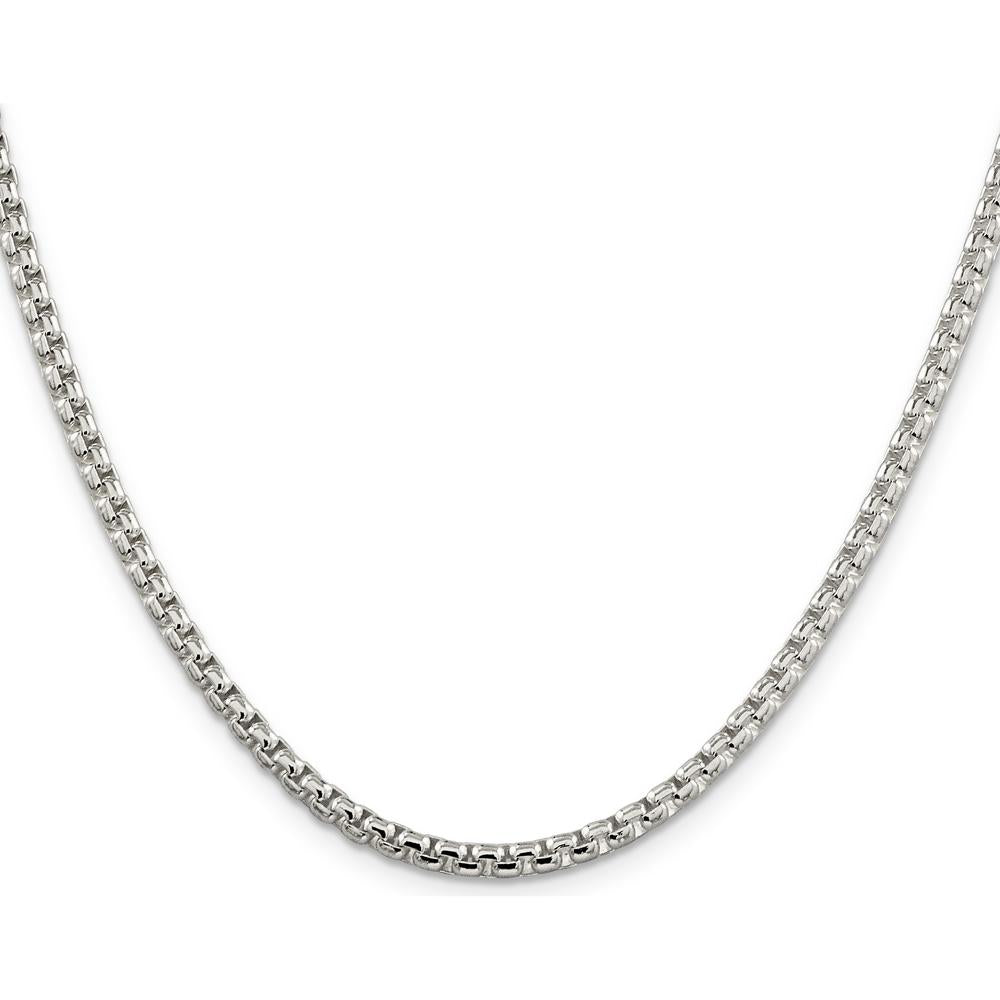 Sterling Silver 26" 3.6mm Polished Box Chain Necklace with Anti-Tarnish Coating by Lumare Gioia