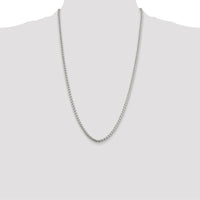Sterling Silver 26" 3.6mm Polished Box Chain Necklace with Anti-Tarnish Coating by Lumare Gioia