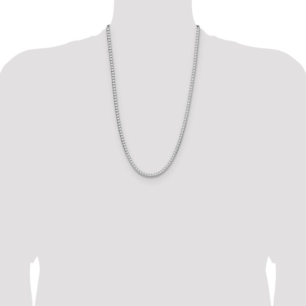 Sterling Silver 26" 4.7mm Diamond-Cut Square Franco Chain with Lobster Clasp by Lumare Gioia