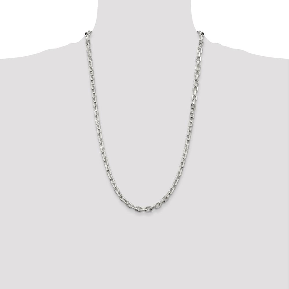 Sterling Silver 26" 5.4mm Beveled Oval Cable Chain - Polished Finish by Lumare Gioia