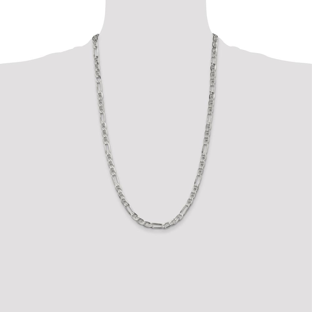 Sterling Silver 26" 5.5mm Figaro Anchor Chain with Lobster Clasp by Lumare Gioia