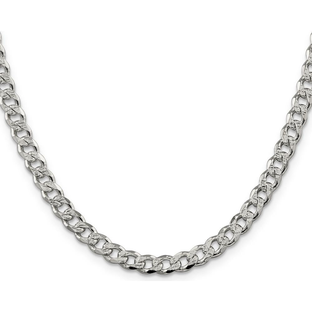 Sterling Silver 26" 5.5mm Pavé Curb Chain Necklace by Lumare Gioia