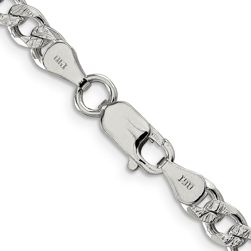 Sterling Silver 26" 5.5mm Pavé Curb Chain Necklace by Lumare Gioia