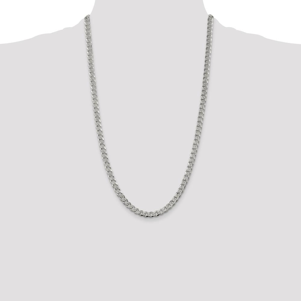 Sterling Silver 26" 5.5mm Pavé Curb Chain Necklace by Lumare Gioia