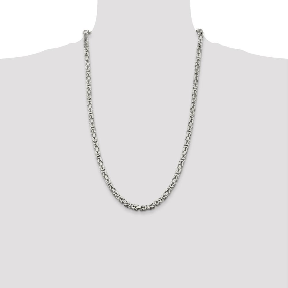 Sterling Silver 26" 5mm Byzantine Chain Necklace with Lobster Clasp by Lumare Gioia
