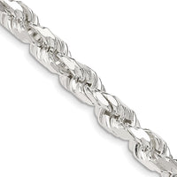 Sterling Silver 26" 6.5mm Diamond-Cut Rope Chain Necklace - Polished Finish by Lumare Gioia