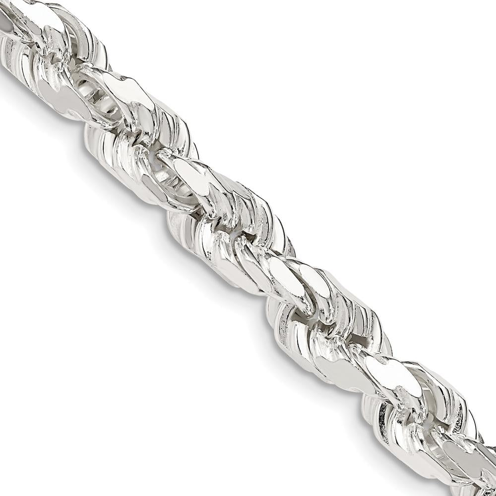 Sterling Silver 26" 6.5mm Diamond-Cut Rope Chain Necklace - Polished Finish by Lumare Gioia