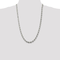 Sterling Silver 26" 6.5mm Diamond-Cut Rope Chain Necklace - Polished Finish by Lumare Gioia