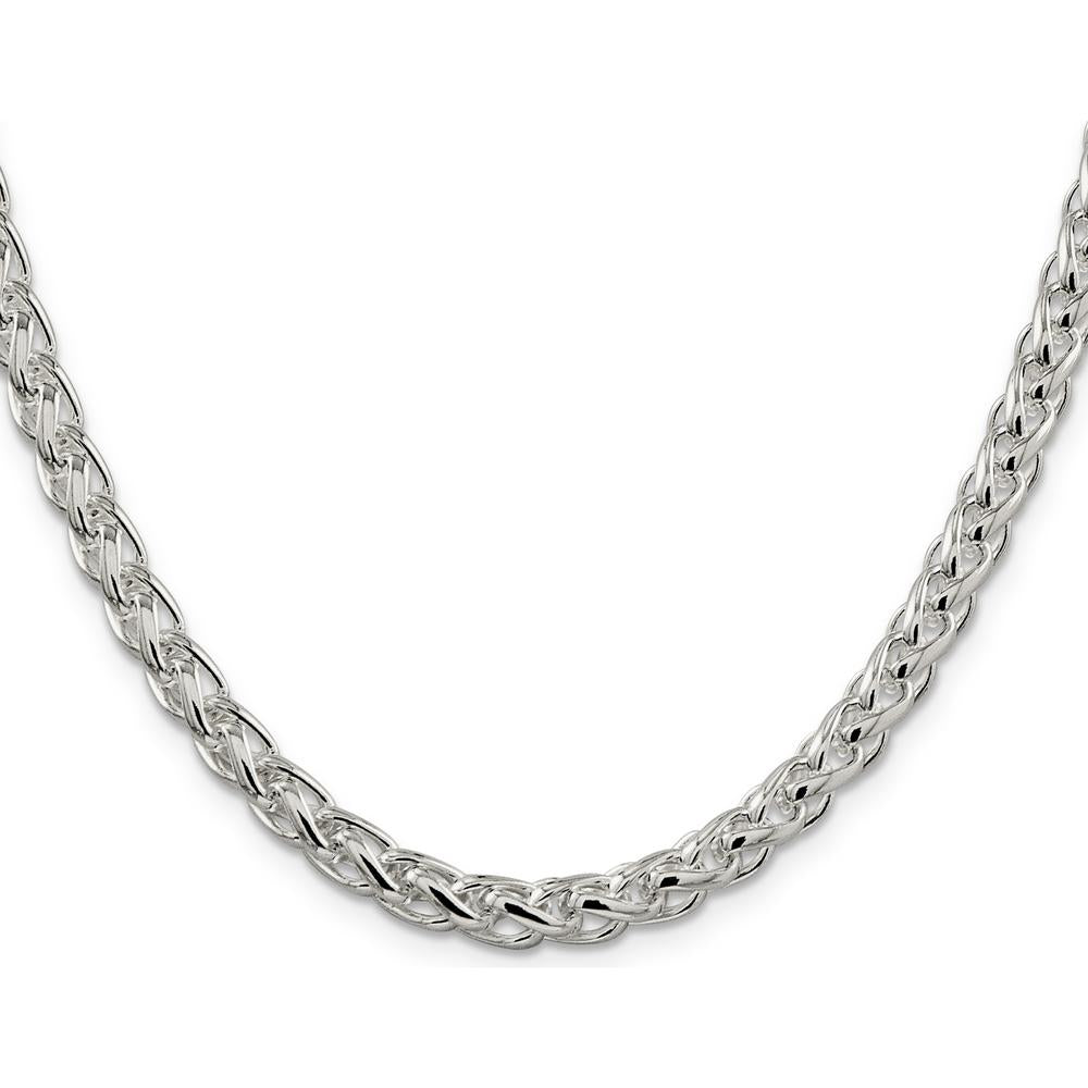 Sterling Silver 26" 6mm Polished Spiga Chain Necklace with Lobster Clasp by Lumare Gioia