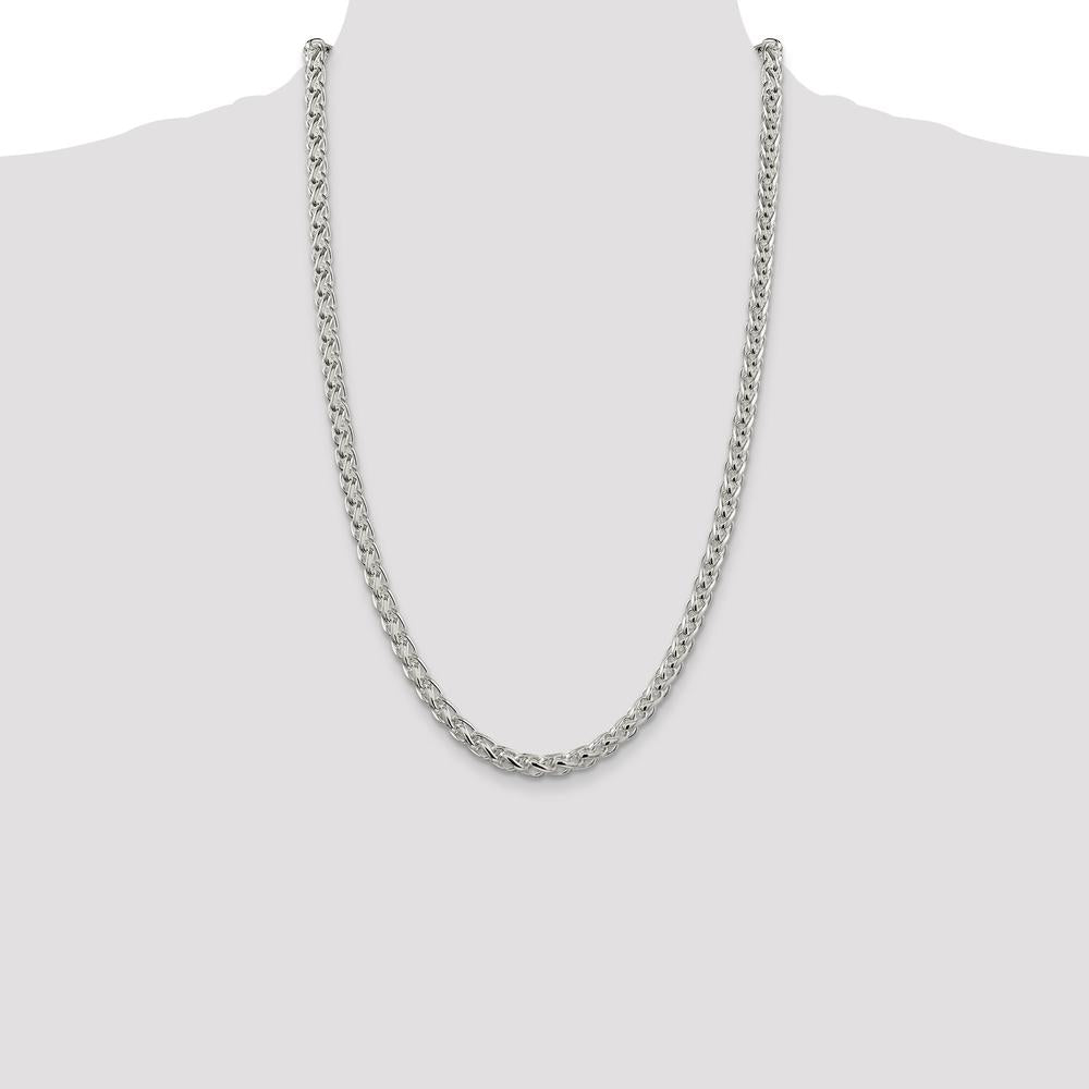 Sterling Silver 26" 6mm Polished Spiga Chain Necklace with Lobster Clasp by Lumare Gioia