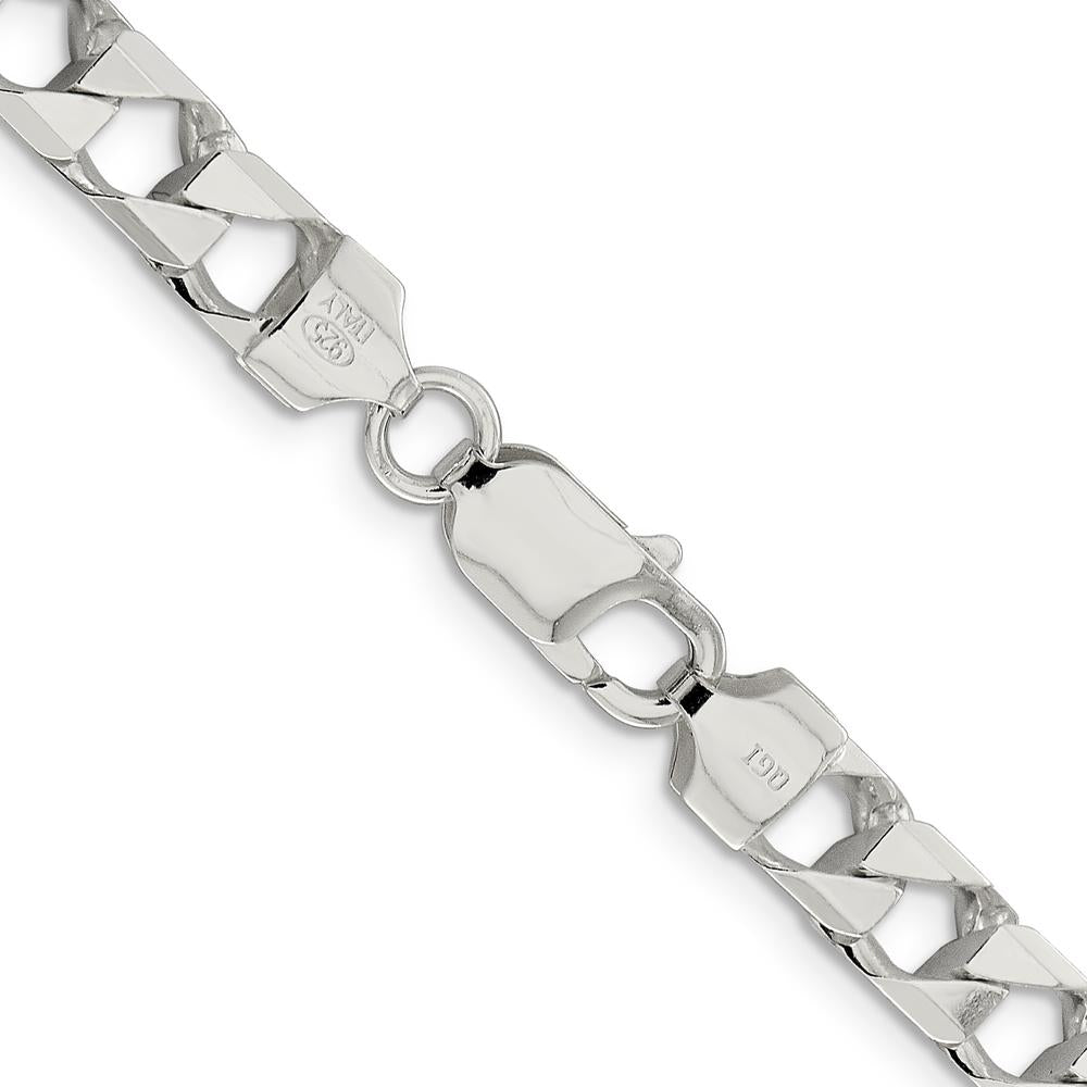 Sterling Silver 26" 7.2mm Diamond-Cut Square Curb Chain by Lumare Gioia