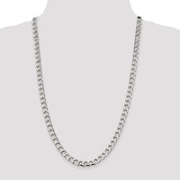 Sterling Silver 26" 7.2mm Diamond-Cut Square Curb Chain by Lumare Gioia