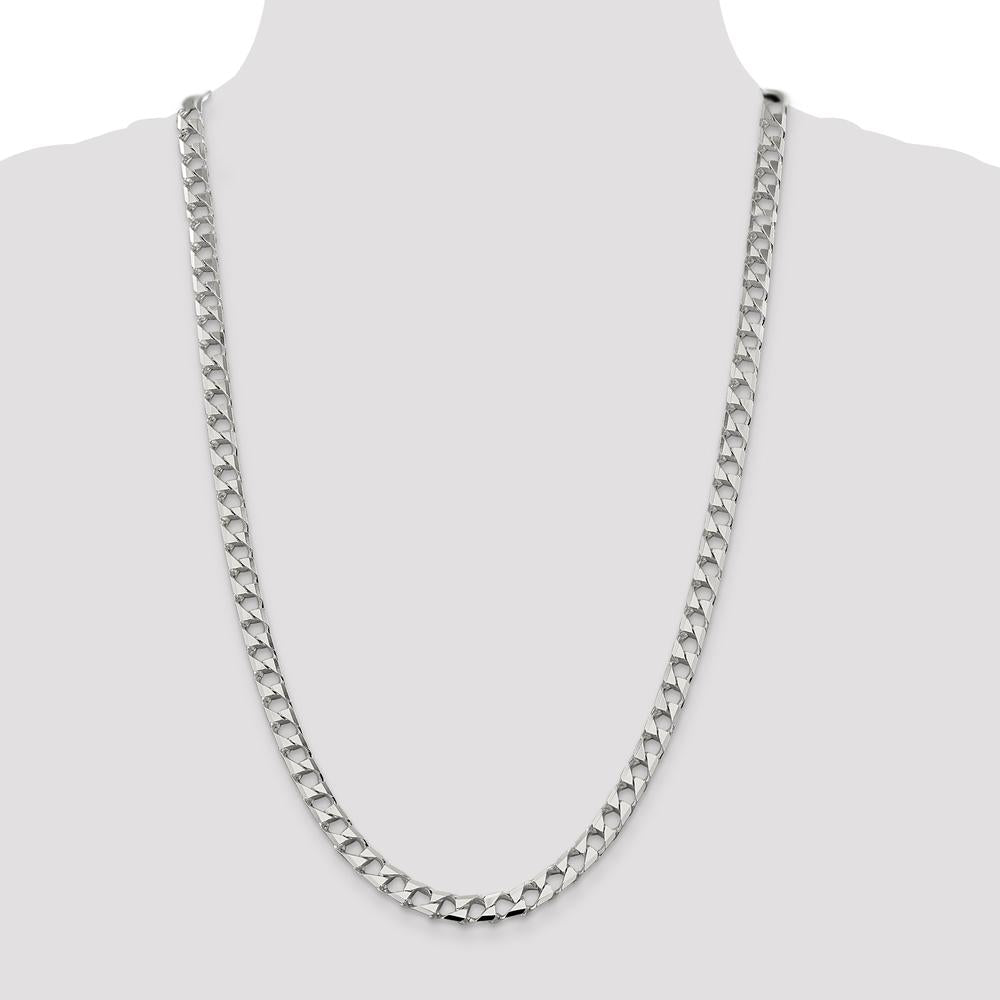 Sterling Silver 26" 7.2mm Diamond-Cut Square Curb Chain by Lumare Gioia