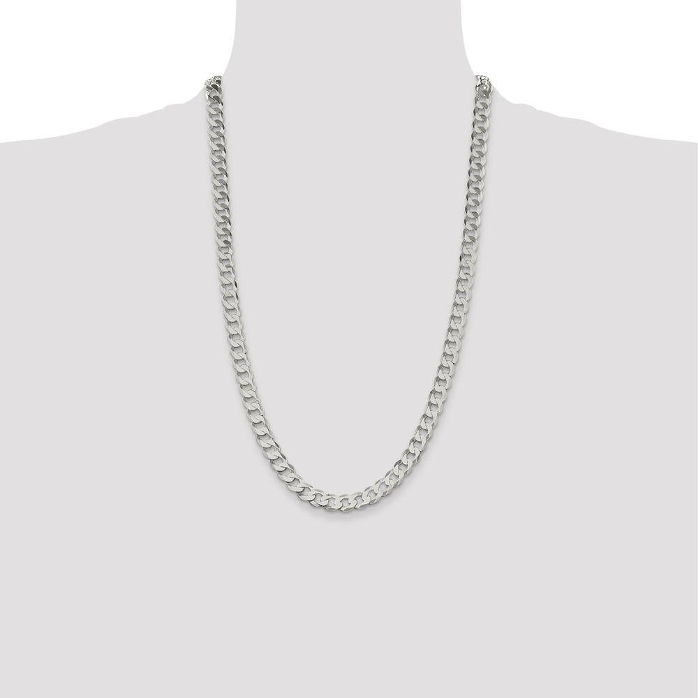 Sterling Silver 26" 7.5mm Flat Curb Chain with Polished Finish - Solid 925 Silver by Lumare Gioia