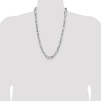 Sterling Silver 26" 7mm Diamond-Cut Figaro Chain Necklace - Polished Finish by Lumare Gioia