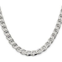 Sterling Silver 26" 8.25mm Diamond-Cut Flat Anchor Curb Chain with Lobster Clasp by Lumare Gioia
