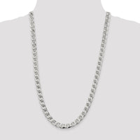 Sterling Silver 26" 8.25mm Diamond-Cut Flat Anchor Curb Chain with Lobster Clasp by Lumare Gioia