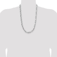 Sterling Silver 26" 8mm Diamond-Cut Figarope Chain with Lobster Clasp by Lumare Gioia