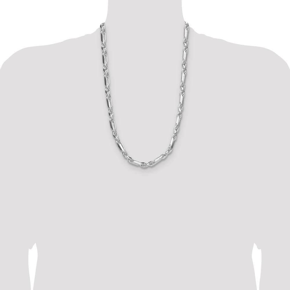 Sterling Silver 26" 8mm Diamond-Cut Figarope Chain with Lobster Clasp by Lumare Gioia