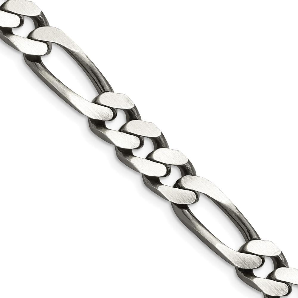 Sterling Silver 26" 9mm Figaro Chain Necklace with Lobster Clasp by Lumare Gioia