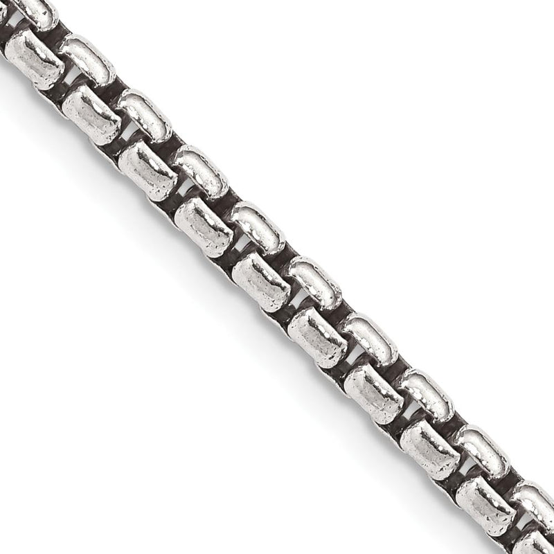 Sterling Silver 26" Antiqued 3.6mm Round Box Chain Necklace with Lobster Clasp by Lumare Gioia