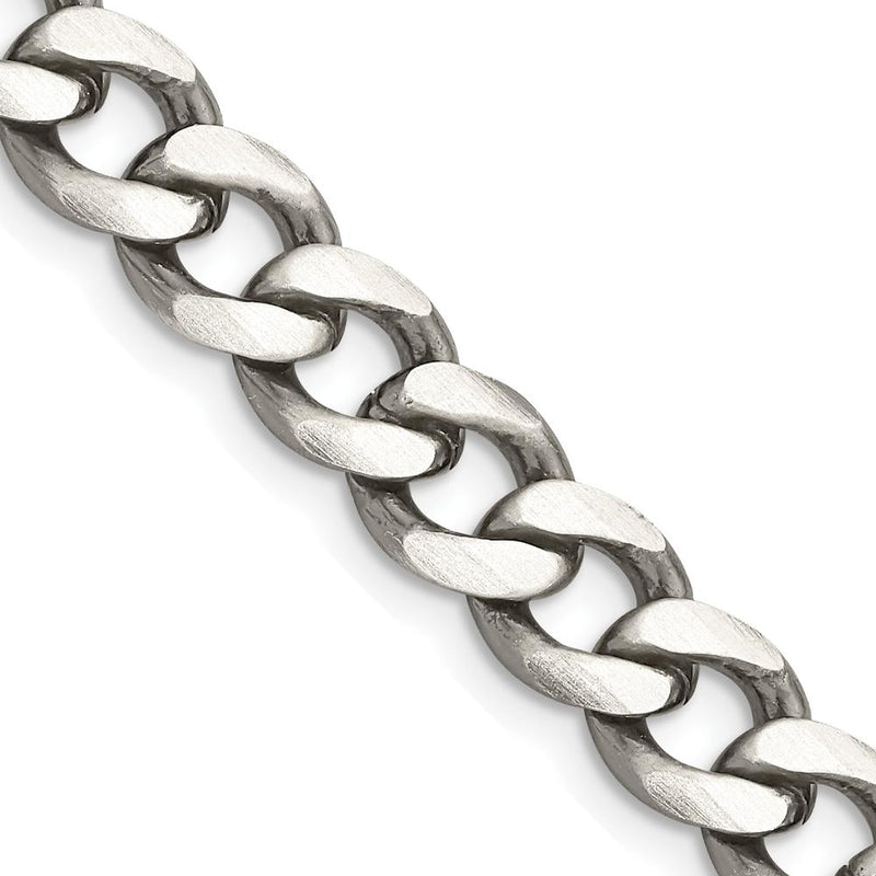 Sterling Silver 26" Antiqued 8.3mm Curb Chain Necklace by Lumare Gioia