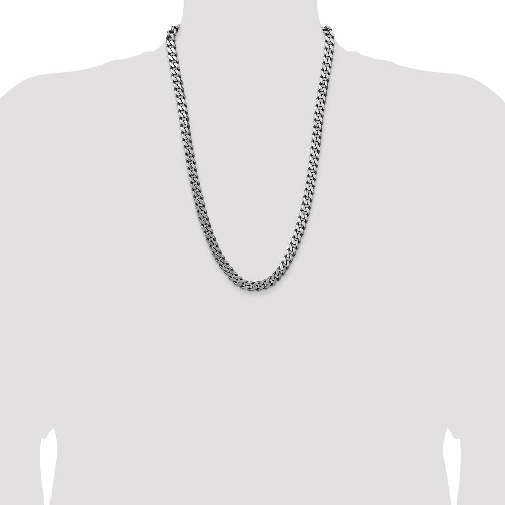 Sterling Silver 26" Antiqued 8.3mm Curb Chain Necklace by Lumare Gioia