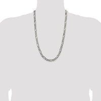 Sterling Silver 26" Antiqued Figaro Chain - 6.5mm Wide with Lobster Clasp by Lumare Gioia