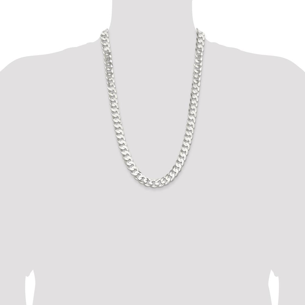 Sterling Silver 26" Beveled Curb Chain Necklace - 11.9mm Width by Lumare Gioia