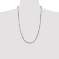 Sterling Silver 26" Beveled Oval Cable Chain with Rhodium Plating by Lumare Gioia