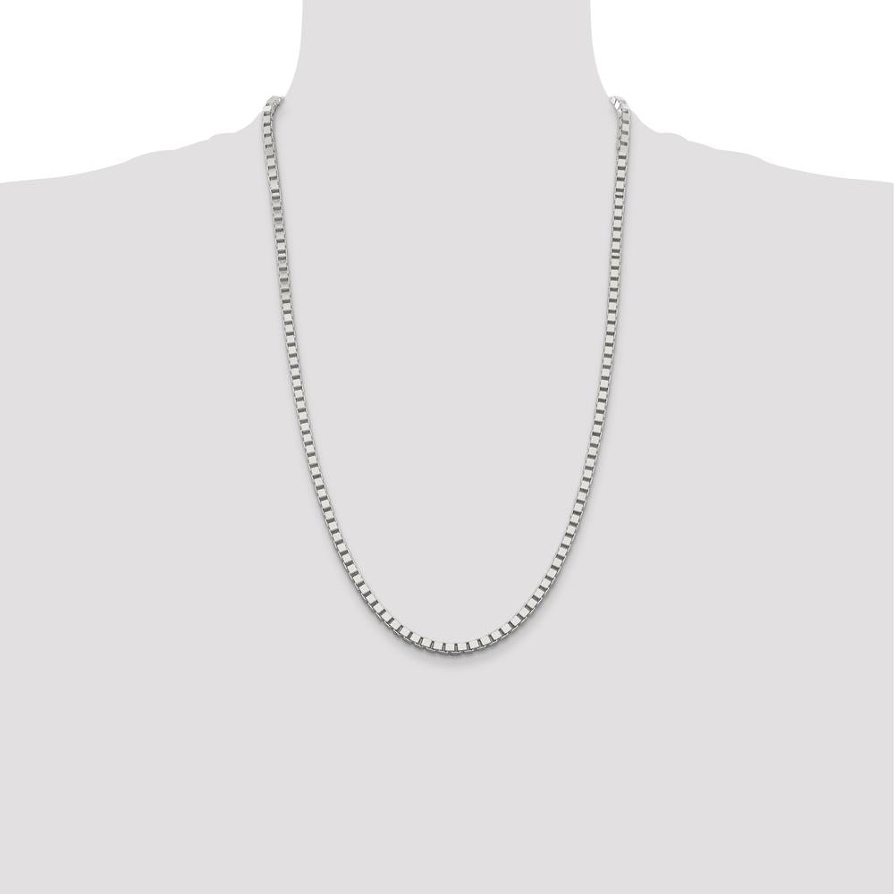 Sterling Silver 26" Box Chain Necklace - 3.75mm Width with Polished Finish and Lobster Clasp by Lumare Gioia