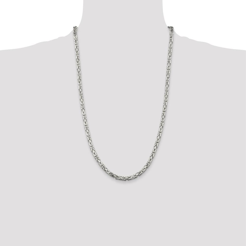 Sterling Silver 26" Byzantine Chain Necklace - 4.25mm Width by Lumare Gioia