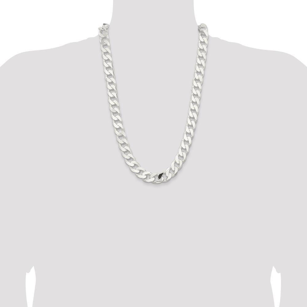 Sterling Silver 26" Curb Chain Necklace with Polished Finish and Lobster Clasp by Lumare Gioia