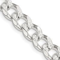 Sterling Silver 26" Curb Chain Necklace with Polished Pavé Texture and Lobster Clasp by Lumare Gioia