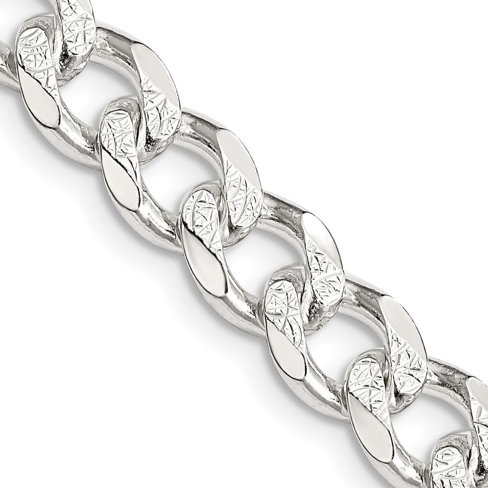 Sterling Silver 26" Curb Chain Necklace with Polished Pavé Texture and Lobster Clasp by Lumare Gioia
