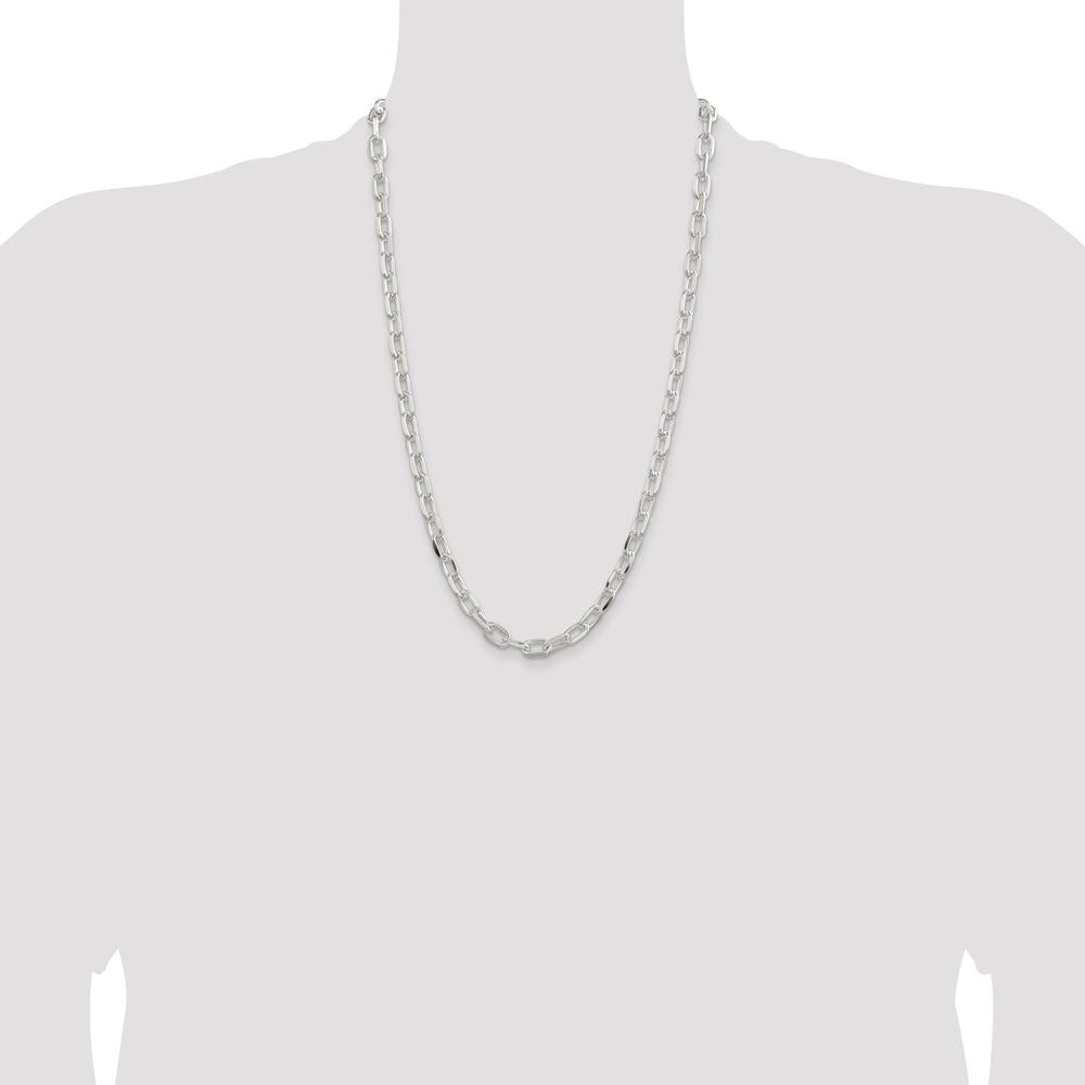 Sterling Silver 26" Diamond-Cut Cable Chain Necklace - 7.5mm Width by Lumare Gioia