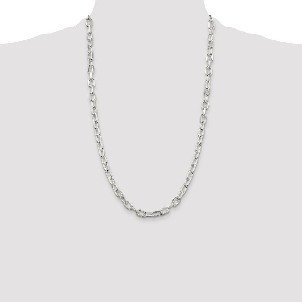 Sterling Silver 26" Diamond-Cut Cable Chain with Rhodium-Plated Finish by Lumare Gioia