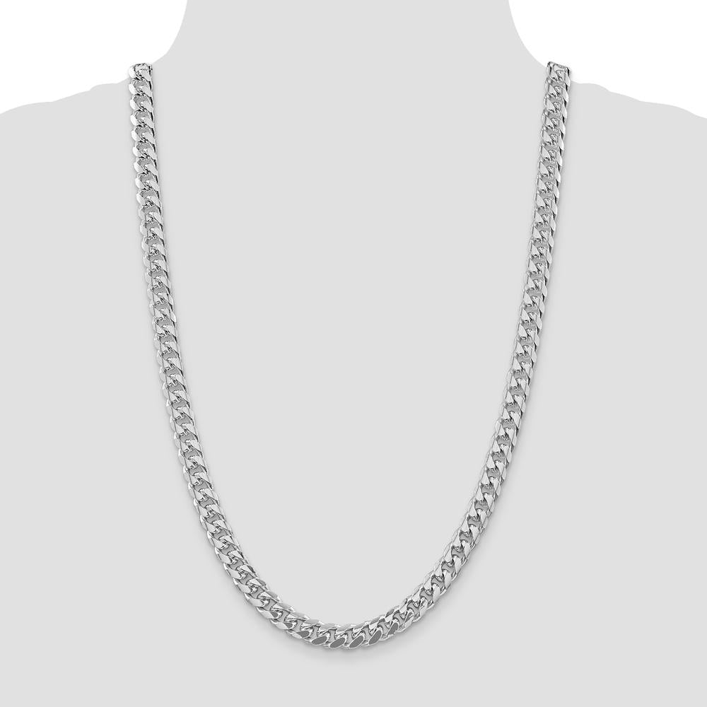 Sterling Silver 26" Diamond-Cut Curb Chain with Rhodium Plating - 8.5mm Width by Lumare Gioia