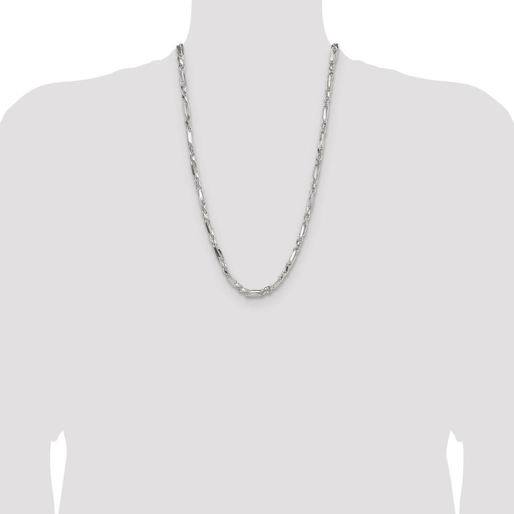 Sterling Silver 26" Diamond-Cut Figaro Chain - 4.75mm Width by Lumare Gioia