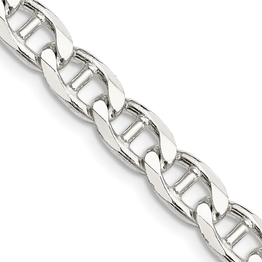 Sterling Silver 26" Diamond-Cut Flat Anchor Curb Chain - 6.5mm Width by Lumare Gioia