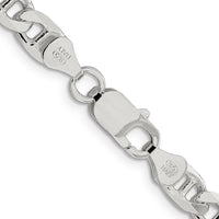 Sterling Silver 26" Diamond-Cut Flat Anchor Curb Chain - 6.5mm Width by Lumare Gioia